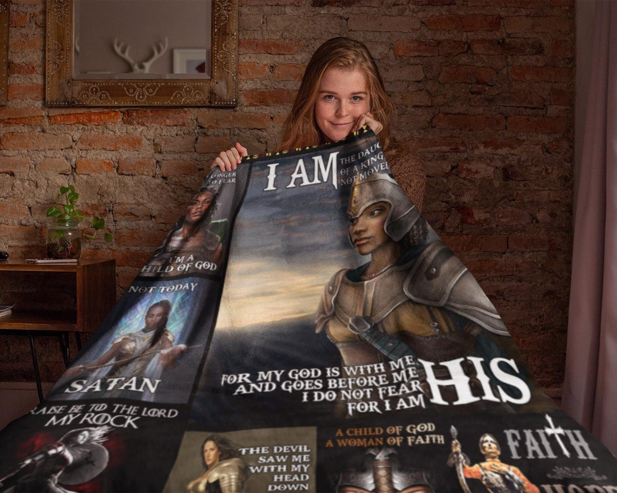 Black Queen Warrior Of Christ Blanket, Child Of God Blanket, Melanin Queen Blanket, Africa American Blanket, Black Woman Blanket Gift
