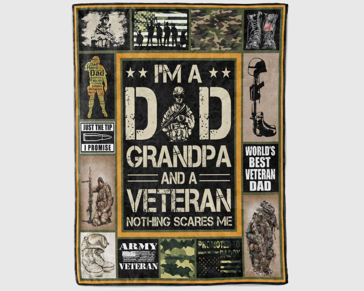 US Veteran Dad Blanket, Proud Veteran Dad Blanket, US Army Dad Blanket, Military Blanket, Retired Veteran Dad Blanket, US Soldier Blanket