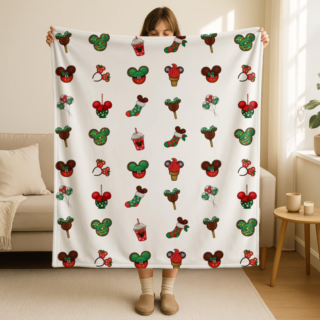 Disney Christmas Snacks Blanket, Food Mickey Blanket, Minnie Blanket, Holiday Fleece Blanket, Disney Home Decor, Mickey Blanket, Kid Gift