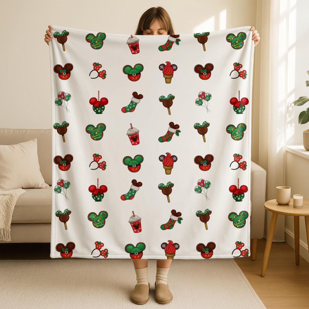 Disney Christmas Snacks Blanket, Food Mickey Blanket, Minnie Blanket, Holiday Fleece Blanket, Disney Home Decor, Mickey Blanket, Kid Gift