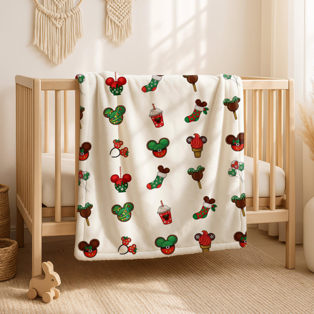 Disney Christmas Snacks Blanket, Food Mickey Blanket, Minnie Blanket, Holiday Fleece Blanket, Disney Home Decor, Mickey Blanket, Kid Gift