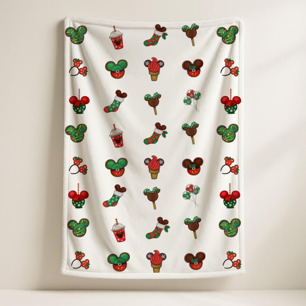 Disney Christmas Snacks Blanket, Food Mickey Blanket, Minnie Blanket, Holiday Fleece Blanket, Disney Home Decor, Mickey Blanket, Kid Gift