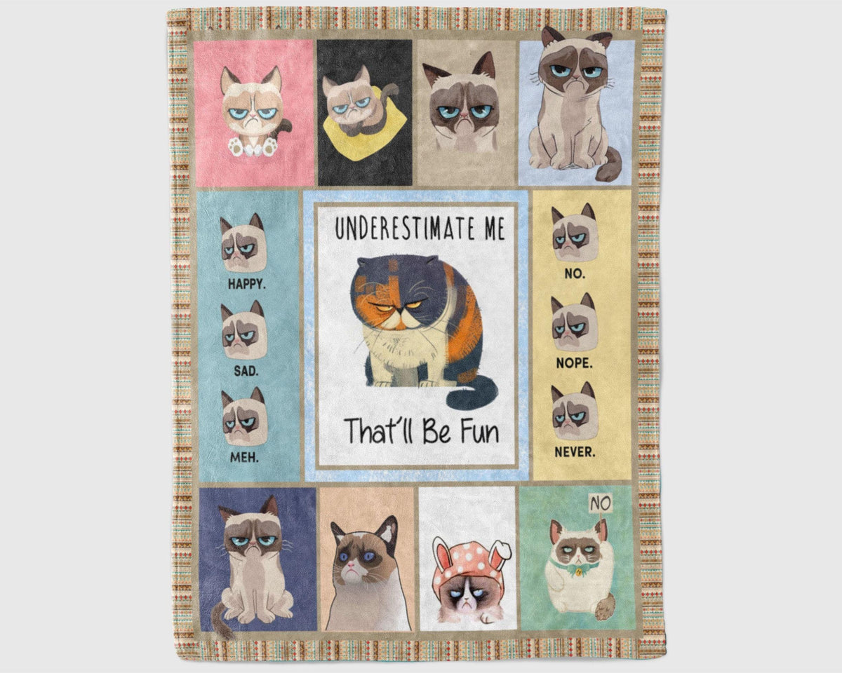 Grumpy Cat Blanket, Cat Lover Blanket, Funny Cat Fleece Sherpa Blanket, Cat Mom Blanket, Cat Owner Blanket, Grumpy Cat Gift, Cat Mom Gift