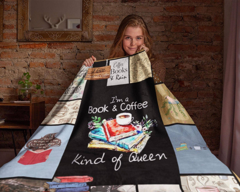 Book And Coffee Blanket, Bookish Blanket, Coffee Lover Blanket, Bookaholic Blanket, Reading Blanket, Book Lover Blanket, Christmas Gift