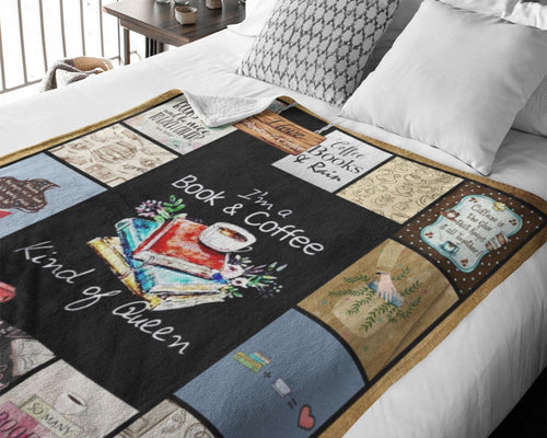 Book And Coffee Blanket, Bookish Blanket, Coffee Lover Blanket, Bookaholic Blanket, Reading Blanket, Book Lover Blanket, Christmas Gift