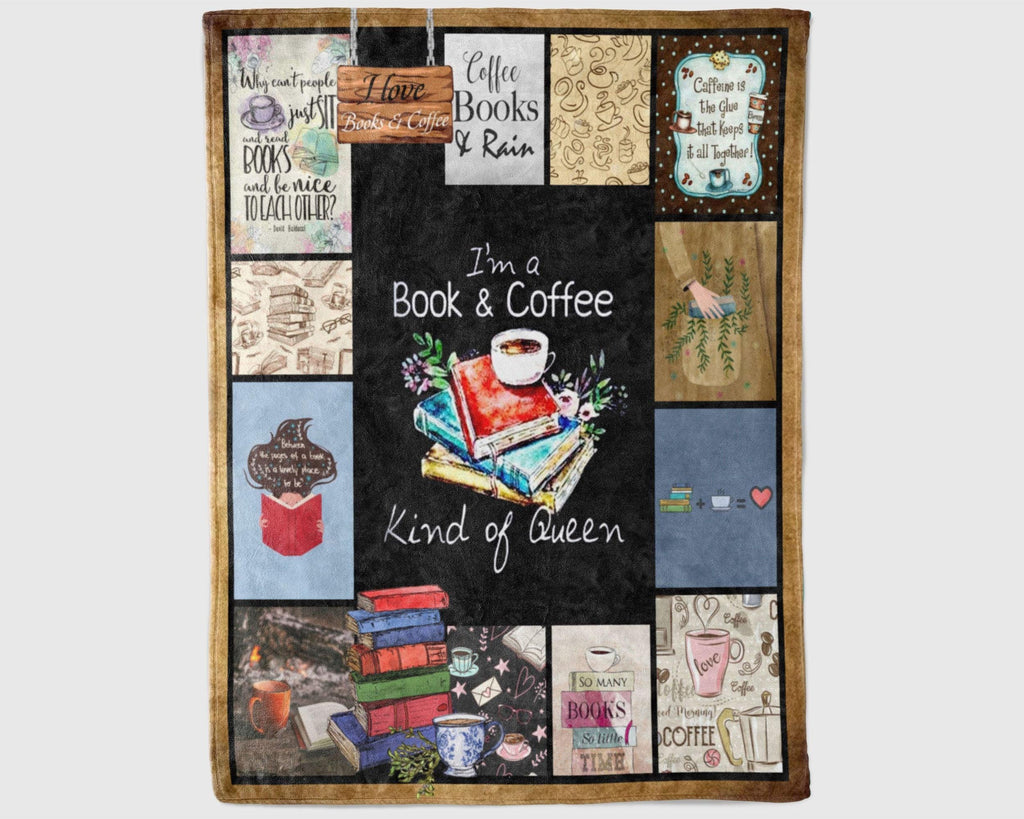 Book And Coffee Blanket, Bookish Blanket, Coffee Lover Blanket, Bookaholic Blanket, Reading Blanket, Book Lover Blanket, Christmas Gift