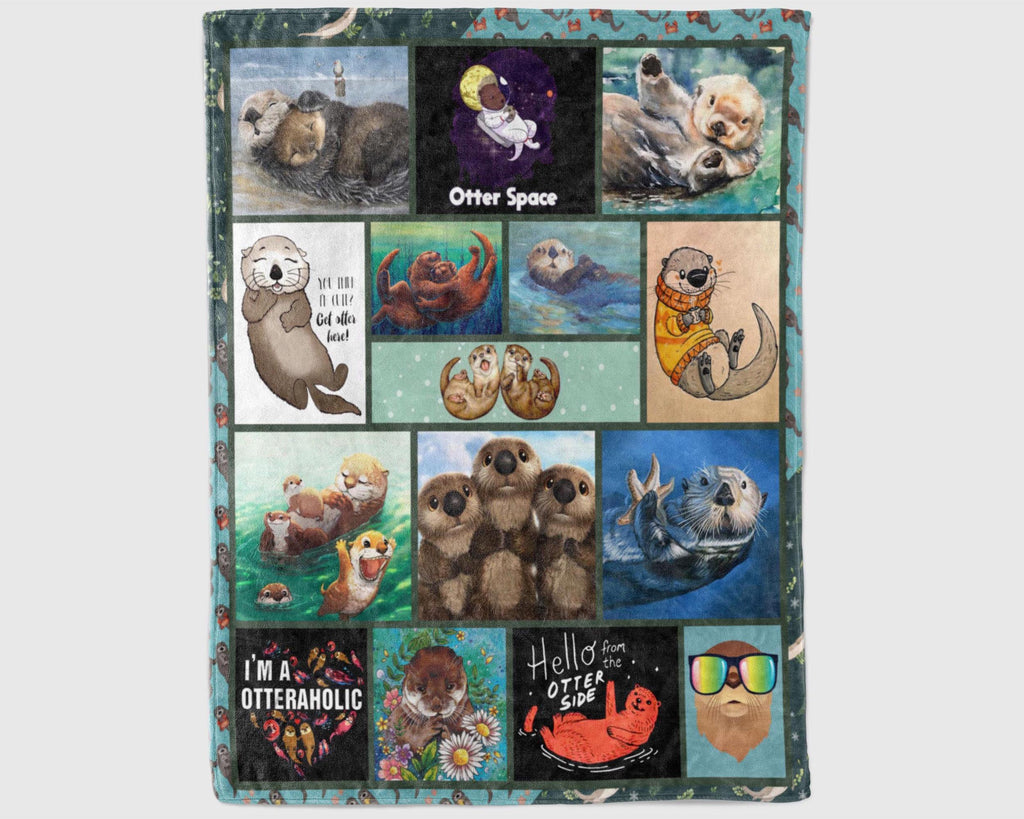 Funny Otter Blanket, Cute Otter Blanket, Otteraholic Blanket, Love Otter Blanket, Otter Fleece Sherpa Blanket, Otter Lover Blanket