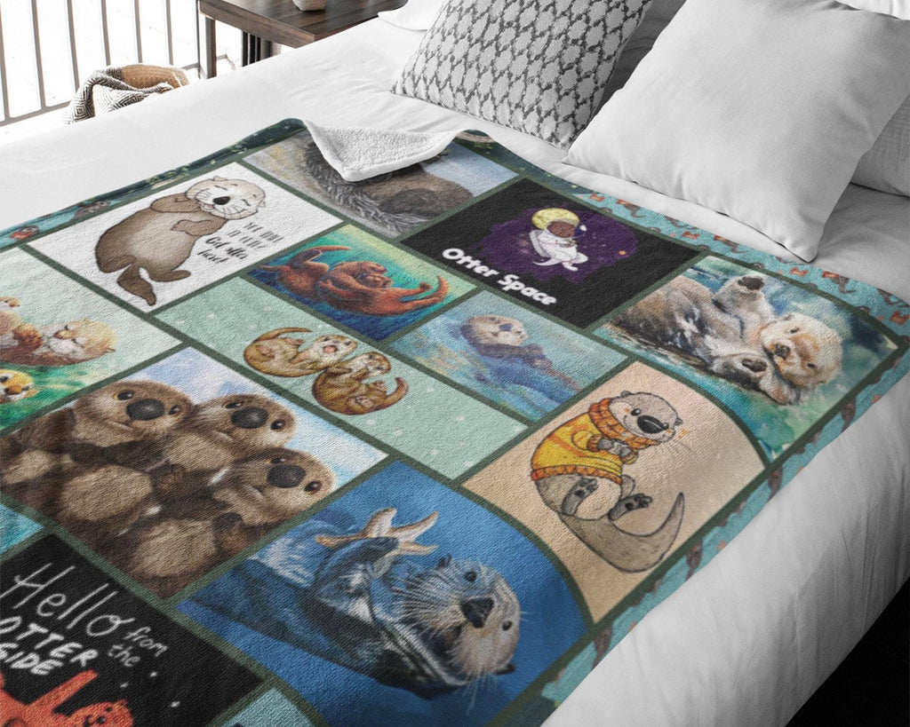 Funny Otter Blanket, Cute Otter Blanket, Otteraholic Blanket, Love Otter Blanket, Otter Fleece Sherpa Blanket, Otter Lover Blanket