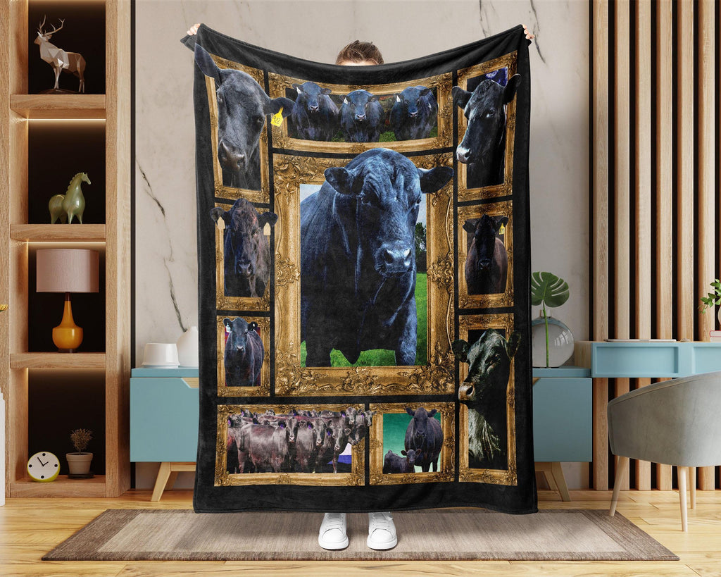Angus Farm Blanket, Black Cow Blanket, Heifer Blanket, Farm Animal Blanket, Angus Bull Blanket, Cow Blanket, Farmer Blanket, Christmas Gifts