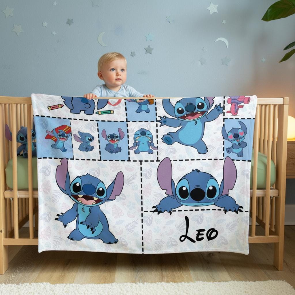 Custom Lilo & Stitch Blanket, Personalized Cartoon Throw