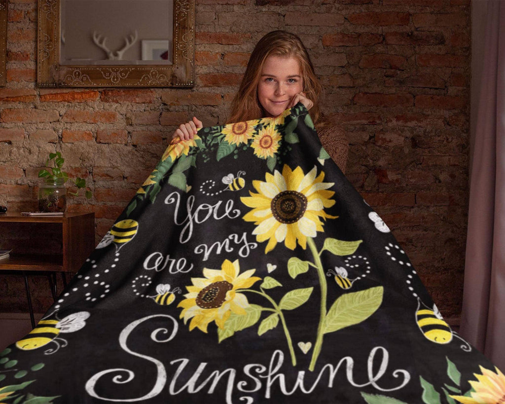 You Are My Sunshine Blanket, Sunflower Fleece Sherpa Blanket, Sunflower Daughter Blanket, Sunflower Mom Blanket, Daughter Birthday Gift