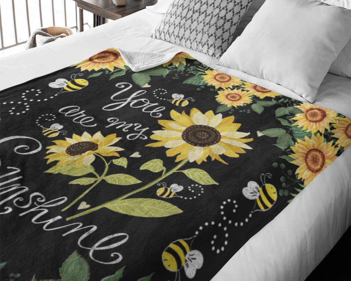 You Are My Sunshine Blanket, Sunflower Fleece Sherpa Blanket, Sunflower Daughter Blanket, Sunflower Mom Blanket, Daughter Birthday Gift