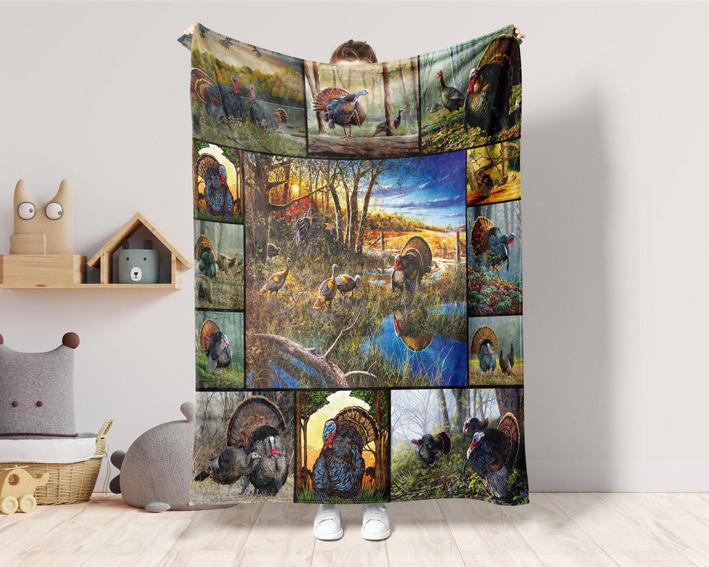 Vintage Turkey Hunting Blanket, Hunting Dad Blanket, Turkey Hunter Dad Blanket, Turkey Lover Blanket, Hunter Dad Blanket, Husband Blanket