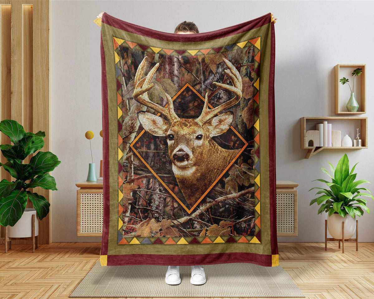 Vintage Deer Hunting Blanket, Deer Hunter Blanket, Deer Hunting Dad Blanket, Deer Lover Blanket, Hunting Dad Gift, Husband Blanket