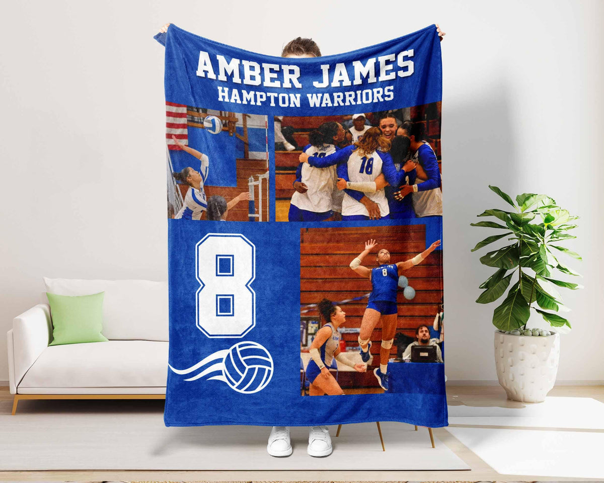 Custom Volleyball Blanket with Name & Number, Personalized Volleyball Team Gifts, Sports Gift, Volleyball Player Gift, Volleyball Lover Gift