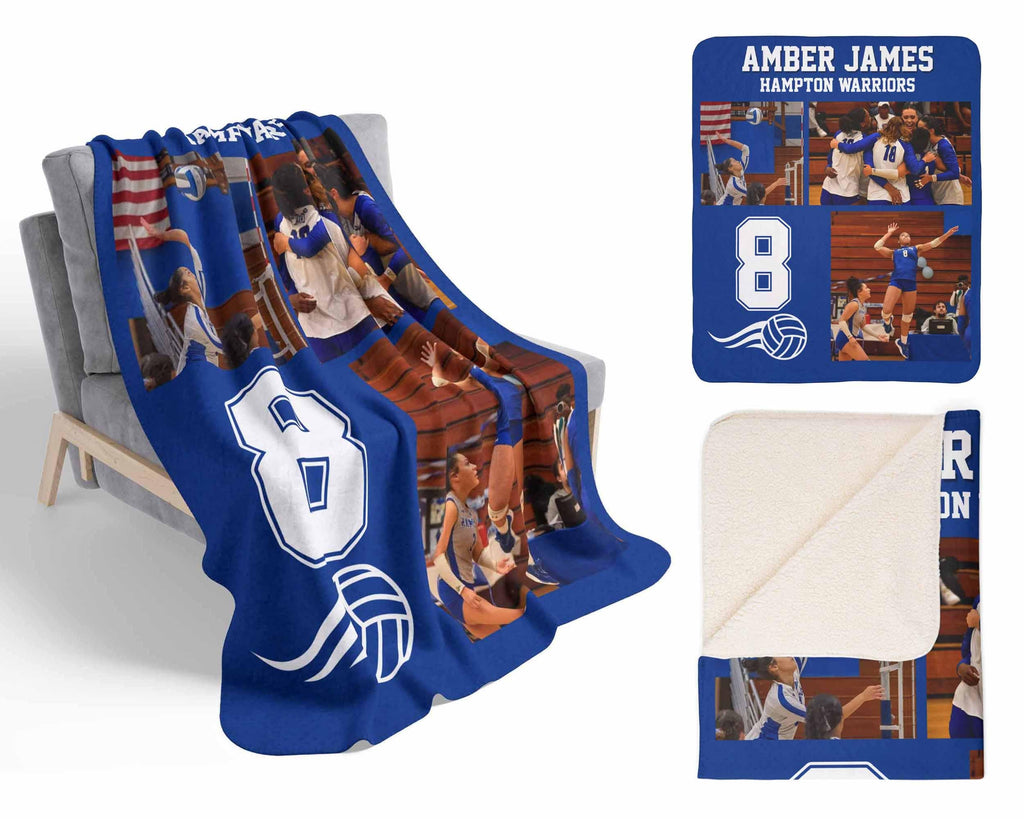 Custom Volleyball Blanket with Name & Number, Personalized Volleyball Team Gifts, Sports Gift, Volleyball Player Gift, Volleyball Lover Gift