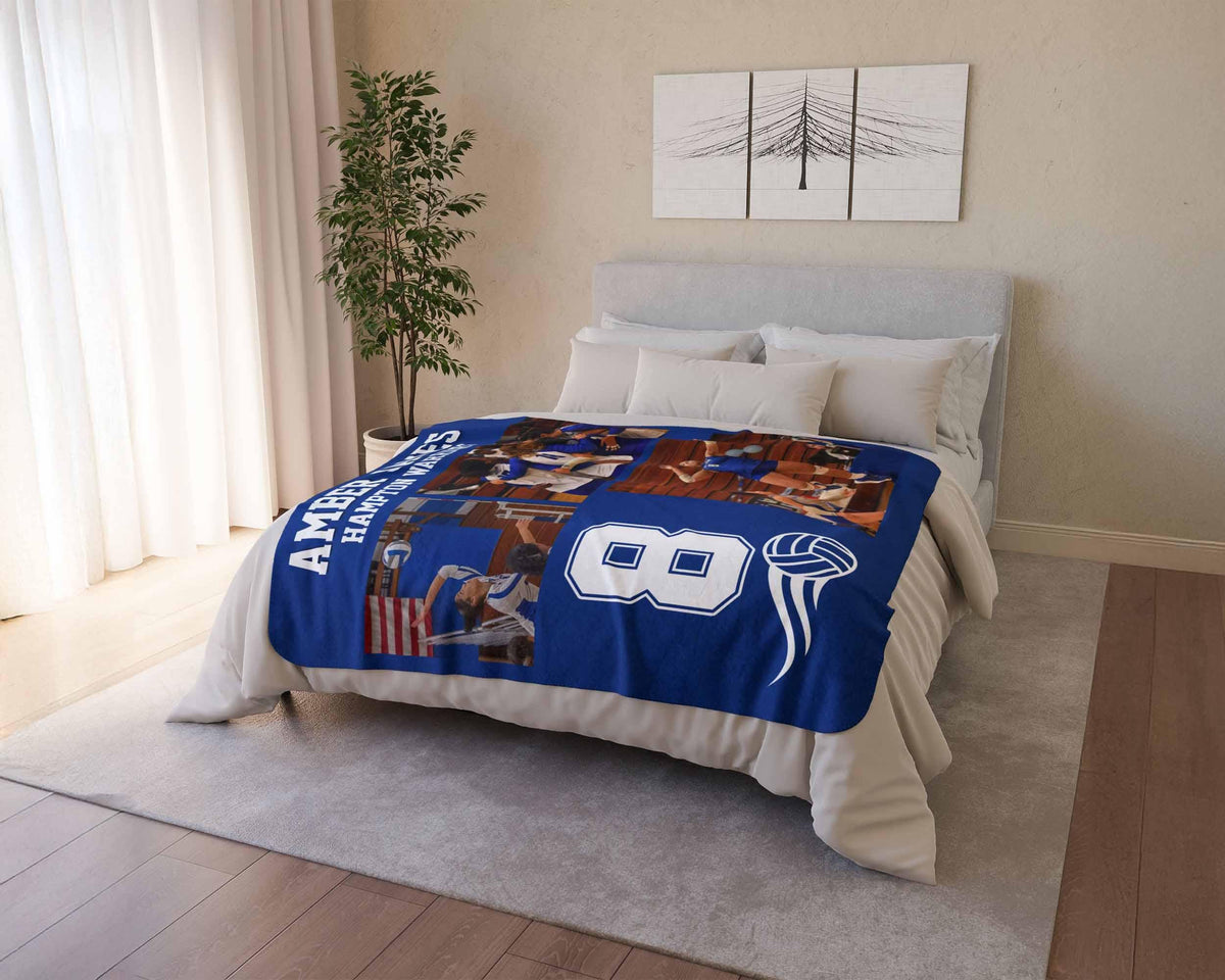 Custom Volleyball Blanket with Name & Number, Personalized Volleyball Team Gifts, Sports Gift, Volleyball Player Gift, Volleyball Lover Gift