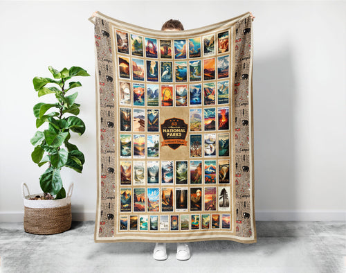 63 American National Parks Blanket, US National Park Blanket, Adventure Blanket, Traveler Blanket, Nature Lover Blanket, Christmas Blanket