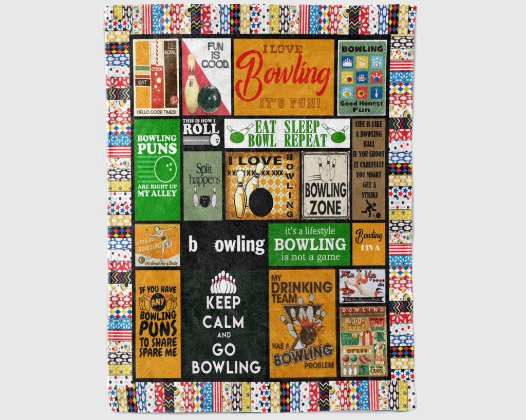Bowling Fleece Sherpa Blanket, Bowler Blanket, Bowling Player Blanket, Bowling Mom Blanket, Bowling Lover Blanket, Bowling Coach Gift