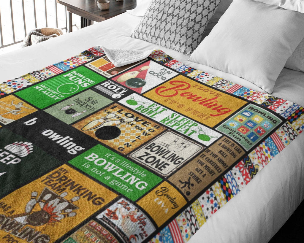 Bowling Fleece Sherpa Blanket, Bowler Blanket, Bowling Player Blanket, Bowling Mom Blanket, Bowling Lover Blanket, Bowling Coach Gift