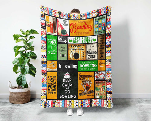 Bowling Fleece Sherpa Blanket, Bowler Blanket, Bowling Player Blanket, Bowling Mom Blanket, Bowling Lover Blanket, Bowling Coach Gift