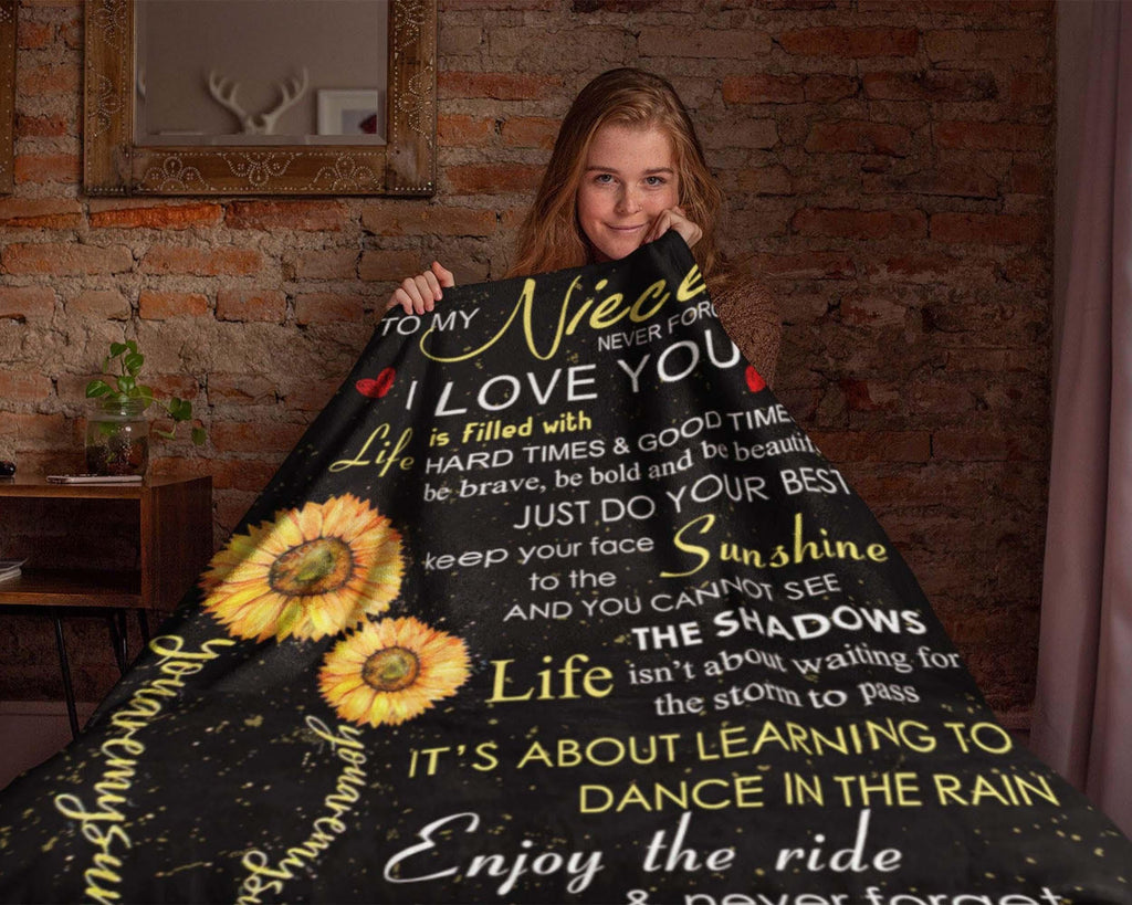 To My Niece From Aunt Blanket, Niece Sunflower Blanket, Niece Blanket From Aunt, Niece Aunt Fleece Sherpa Blanket, Niece Birthday Gift