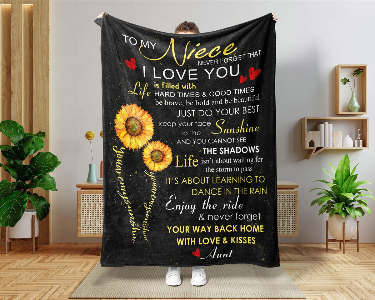 To My Niece From Aunt Blanket, Niece Sunflower Blanket, Niece Blanket From Aunt, Niece Aunt Fleece Sherpa Blanket, Niece Birthday Gift
