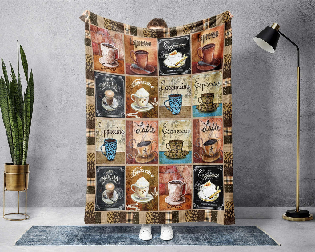 Coffee Fleece Sherpa Blanket, Coffee Lover Blanket, Coffeeaholic Blanket, Drink Blanket, Coffee Obsessed Blanket, Caffeine Blanket, Dad Gift