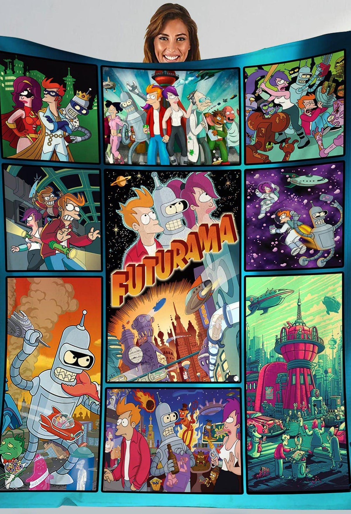 Futurama Fleece Blanket, Leela Bender Philip J. Fry Futurama Throw Blanket For Bed Couch Sofa, Christmas Gifts