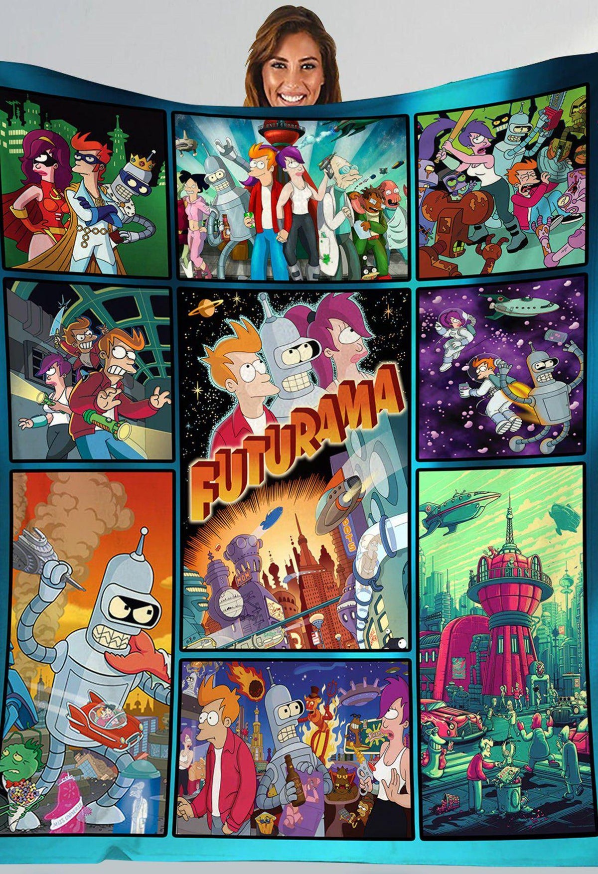 Futurama Fleece Blanket, Leela Bender Philip J. Fry Futurama Throw Blanket For Bed Couch Sofa, Christmas Gifts
