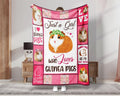 Just A Girl Who Loves Guinea Pigs Blanket, Animal Blanket, Guinea Pig Fleece Sherpa Blanket, Guinea Pig Lover Blanket, Guinea Girl Blanket