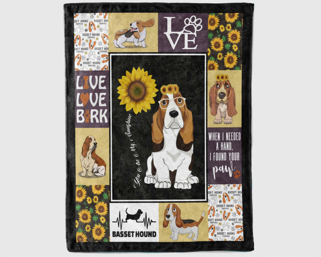 Sunflower Basset Hound Blanket, Love Basset Hound Blanket, Dog Mom Blanket, Basset Hound Lover Blanket, Dog Lover Blanket, Dog Owner Blanket