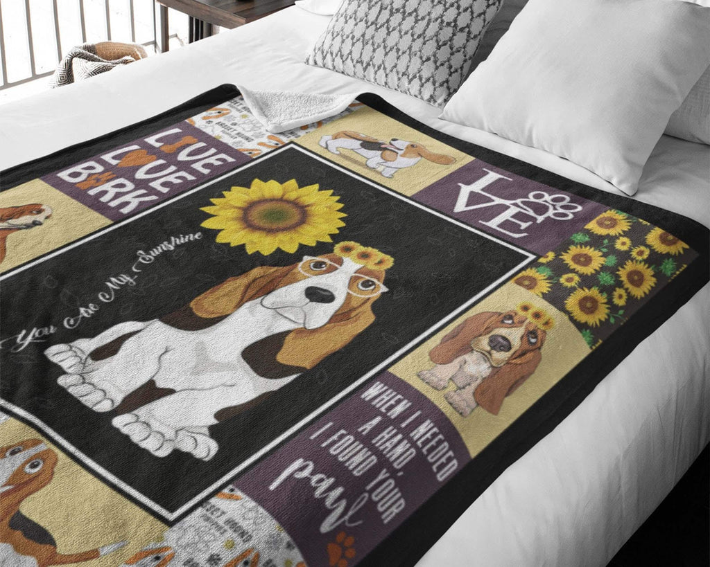 Sunflower Basset Hound Blanket, Love Basset Hound Blanket, Dog Mom Blanket, Basset Hound Lover Blanket, Dog Lover Blanket, Dog Owner Blanket