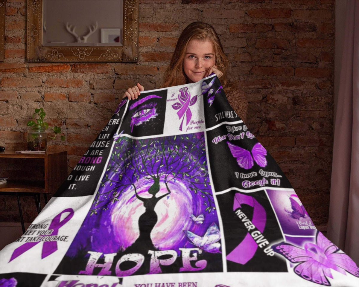 Lupus Awareness Blanket, Lupus Fighter Blanket, Purple Ribbon Blanket, Lupus Warrior Blanket, Lupus Support Blanket, Cancer Warrior Blanket