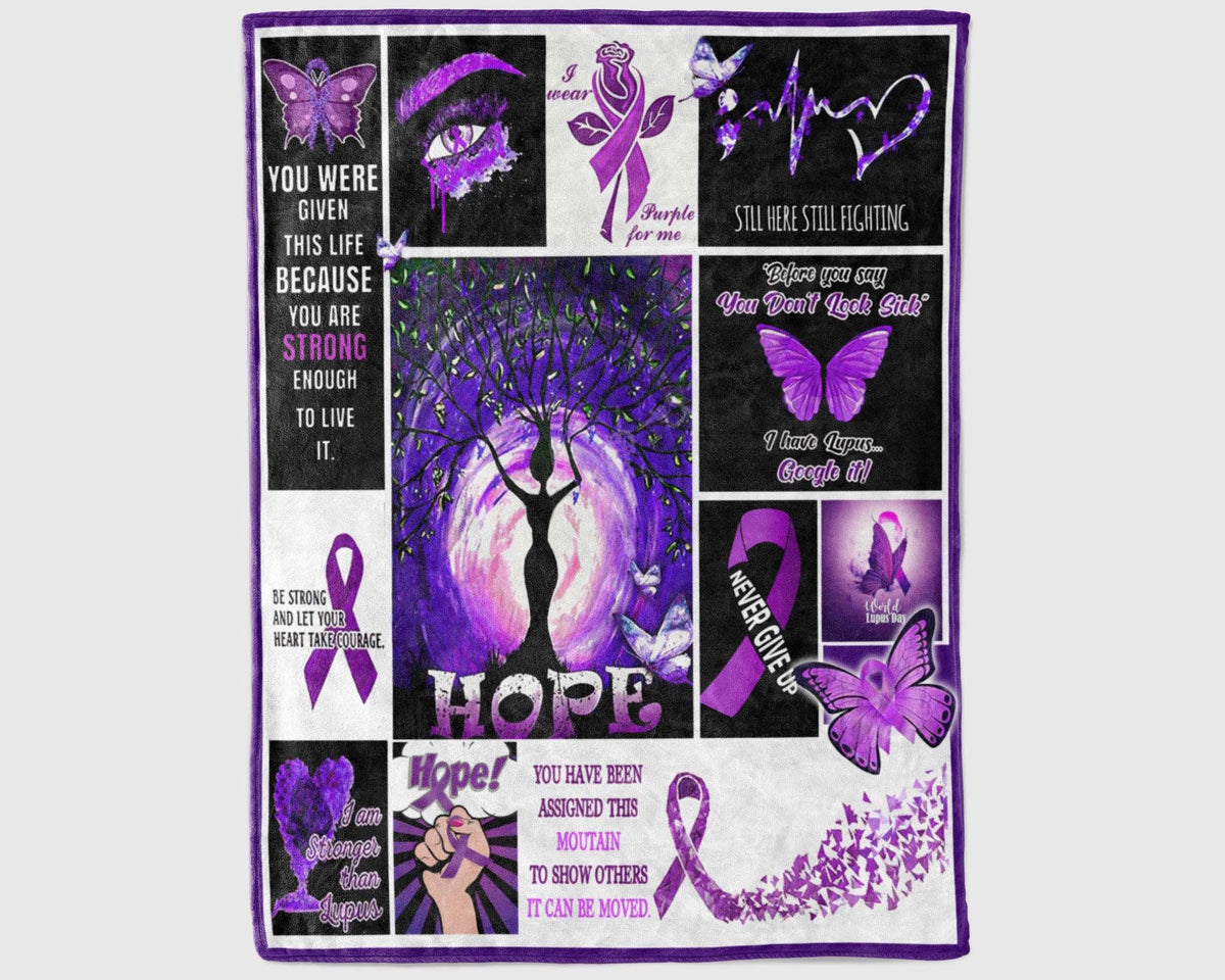 Lupus Awareness Blanket, Lupus Fighter Blanket, Purple Ribbon Blanket, Lupus Warrior Blanket, Lupus Support Blanket, Cancer Warrior Blanket