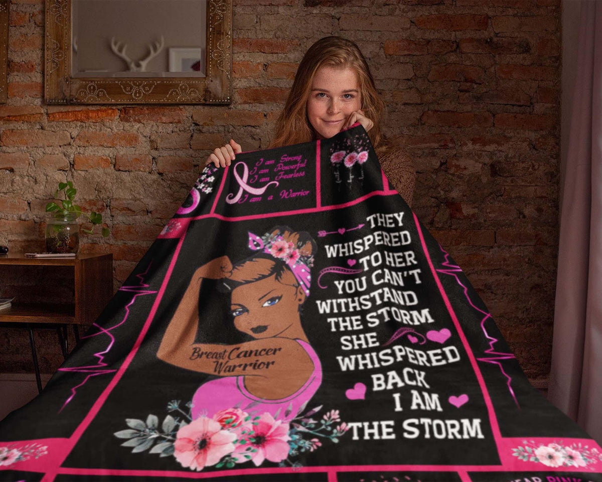 Black Breast Cancer Warrior Blanket, Breast Cancer Awareness Blanket, Cancer Fighter Blanket, Pink Ribbon Blanket, Cancer Support Blanket