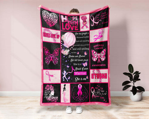 Breast Cancer Awareness Blanket, Breast Cancer Warrior Blanket, Breast Cancer Support Blanket, Pink Ribbon Blanket, Cancer Fighter Blanket