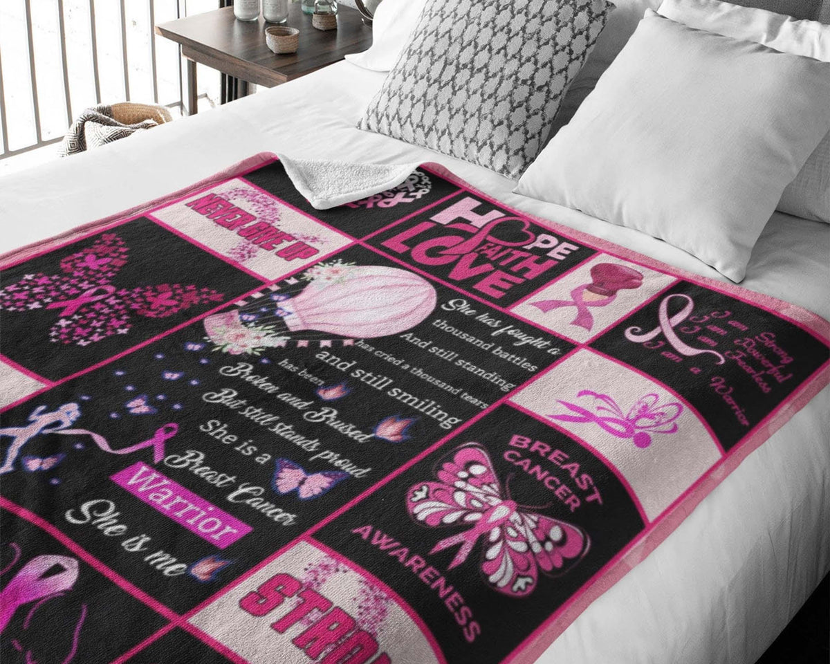 Breast Cancer Awareness Blanket, Breast Cancer Warrior Blanket, Breast Cancer Support Blanket, Pink Ribbon Blanket, Cancer Fighter Blanket