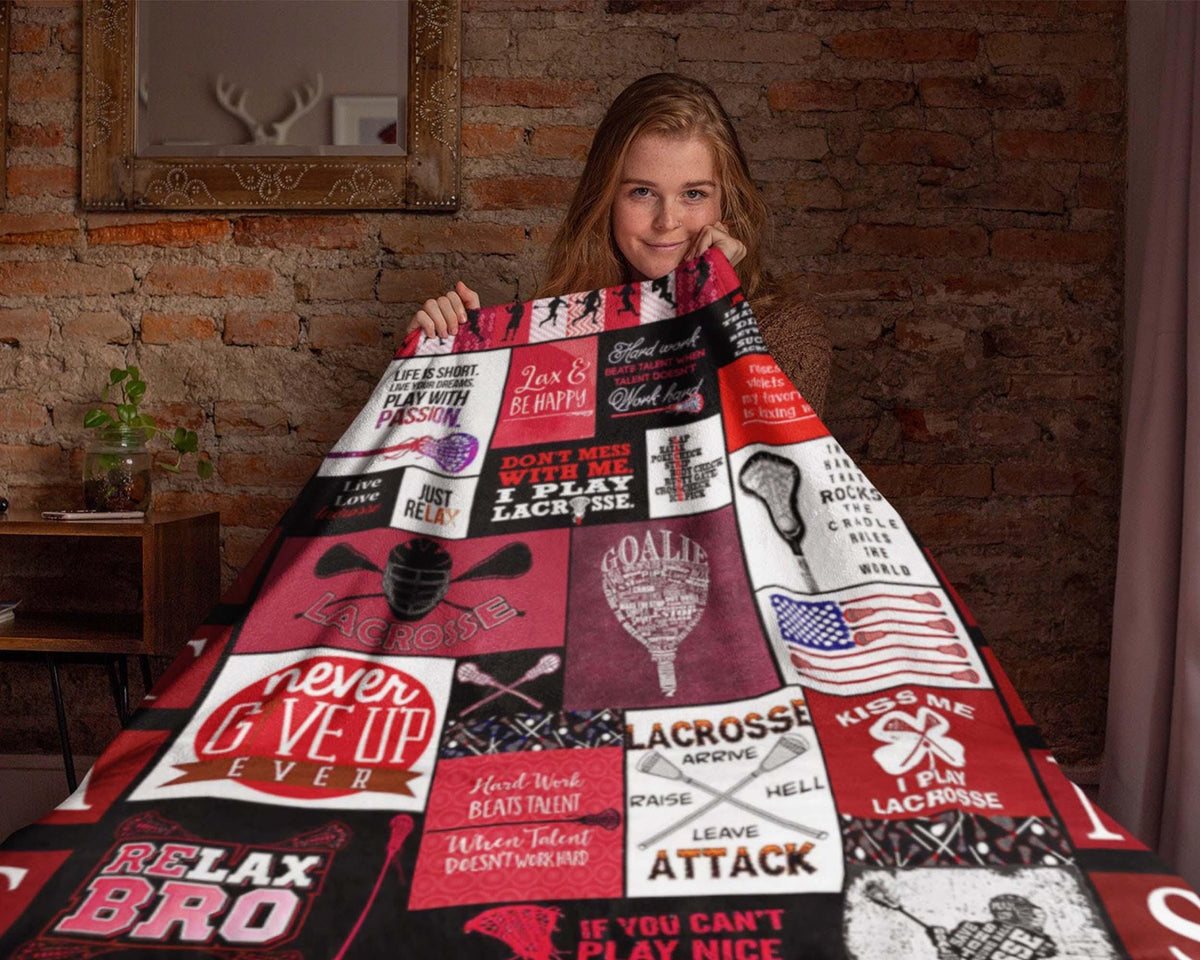 Lacrosse Blanket, Lacrosse Fleece Sherpa Blanket, Lax Blanket, Lacrosse Player Blanket, Lacrosse Lover Blanket, Lacrosse Girl Christmas Gift