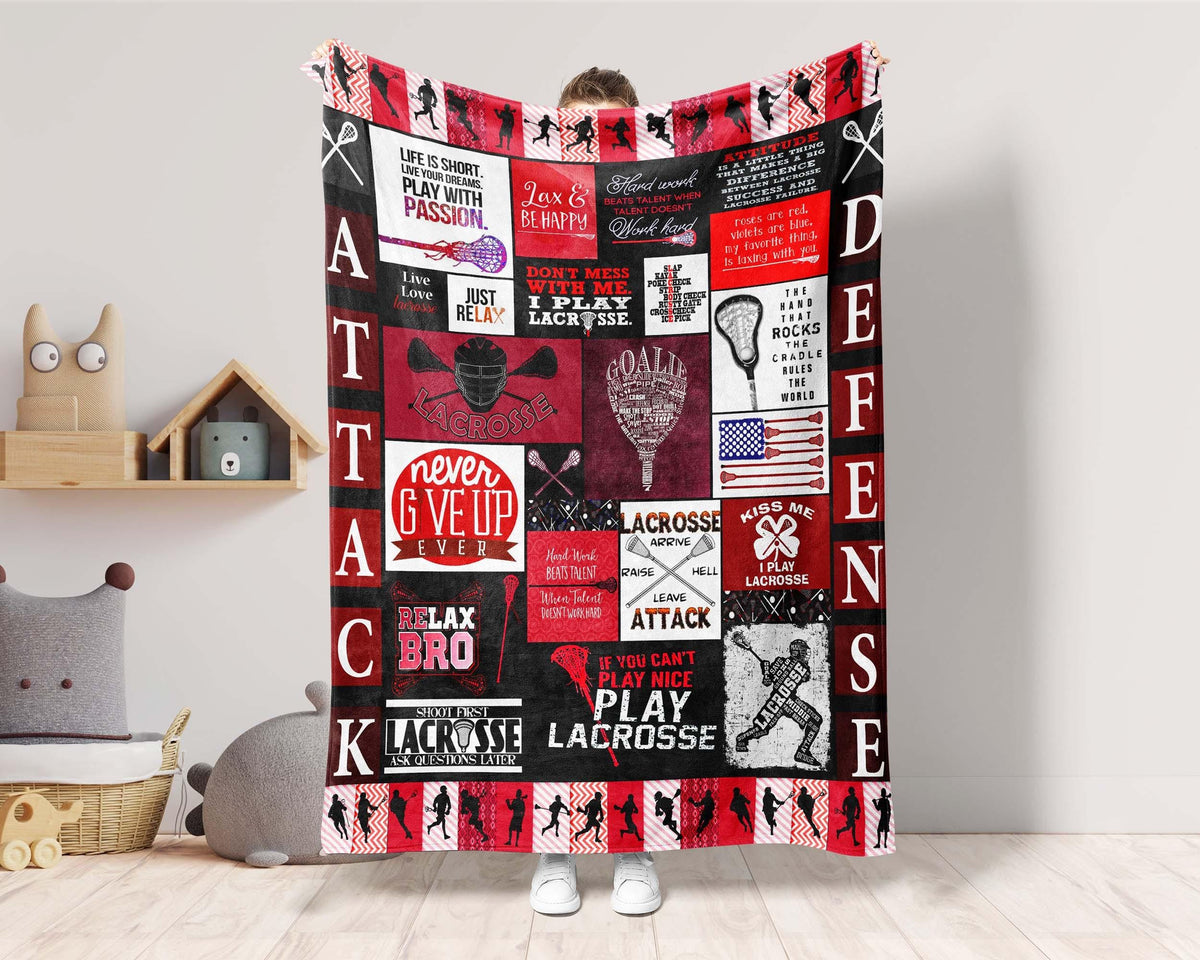 Lacrosse Blanket, Lacrosse Fleece Sherpa Blanket, Lax Blanket, Lacrosse Player Blanket, Lacrosse Lover Blanket, Lacrosse Girl Christmas Gift