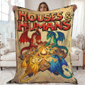 Dungeons And Dragons DnD Fleece Blanket Gift For Gamer, Houses and Humans D&D Blanket, Board Game Throw Blanket For Bed Coach, Sofa