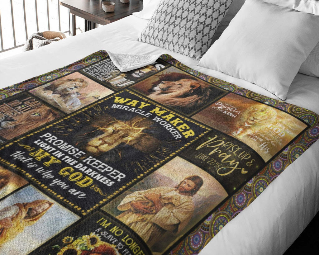Jesus Lion Blanket, Way Maker Miracle Worker Lion Blanket, Christian Blanket, God Blanket, Religious Blanket, Bible Verse Blanket