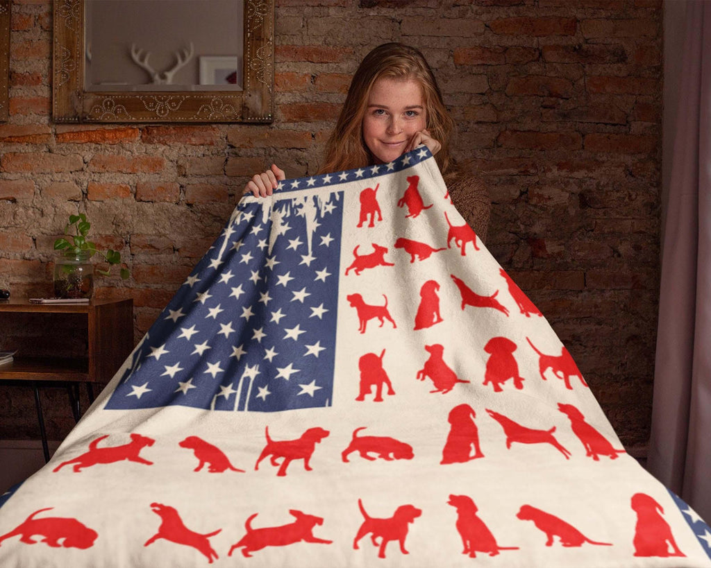 Beagle Flag Blanket, Beagle Mom Blanket, Patriotic Dog Mom Blanket, 4th July Blanket, Dog Lover Blanket, Beagle Owner Blanket, Dog Love Gift