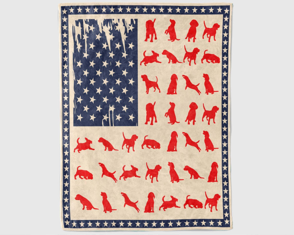 Beagle Flag Blanket, Beagle Mom Blanket, Patriotic Dog Mom Blanket, 4th July Blanket, Dog Lover Blanket, Beagle Owner Blanket, Dog Love Gift