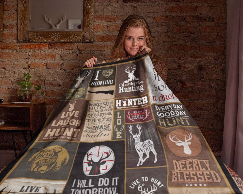 Vintage Hunting Blanket, Deer Hunting Fleece Sherpa Blanket, Deer Hunt Blanket, Deer Hunter Blanket, Hunting Dad Blanket, Deer Lover Blanket