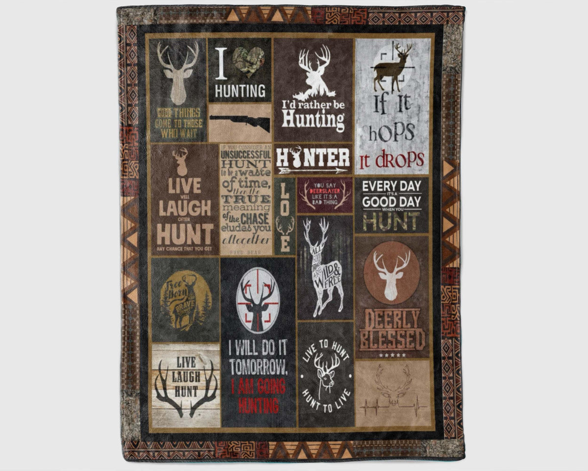 Vintage Hunting Blanket, Deer Hunting Fleece Sherpa Blanket, Deer Hunt Blanket, Deer Hunter Blanket, Hunting Dad Blanket, Deer Lover Blanket