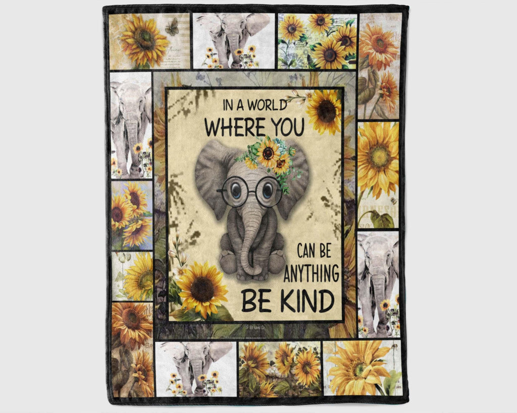 Sunflower Elephant Blanket, Elephant Be Kind Blanket, Sunflower Lover Blanket, Elephant Lover Blanket, Daughter Birthday Christmas Gift