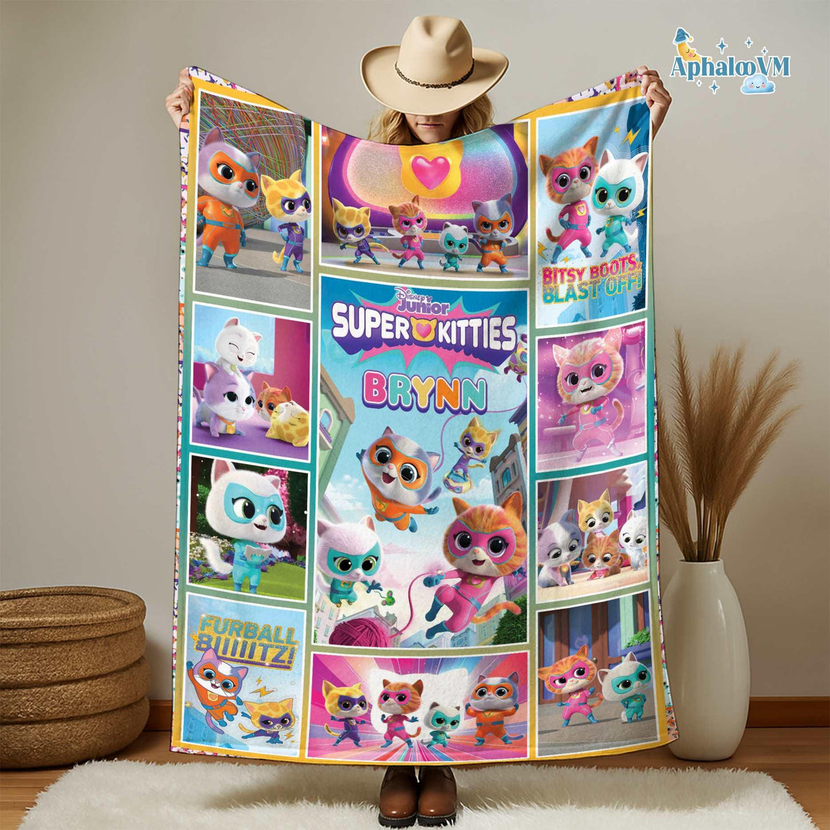 Personalized SuperKitties Blanket | SuperKitties Fleece Blanket | Ginny Sparks Buddy And Bitsy Blanket | SuperKitties Gift