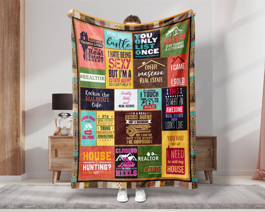 Real Estate Agent Blanket, Realtor Blanket, Real Estate Fleece Sherpa Blanket, Cool Realtor Gift, Real Estate Agent Gift, Housewarming Gifts