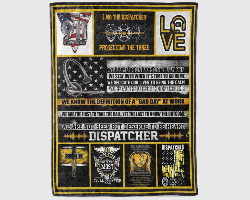 I Am A 911 Dispatcher Blanket, Thin Yellow Line Dispatch Blanket, Love 911 Blanket, Dispatcher Flag Blanket, Police Dispatcher Blanket